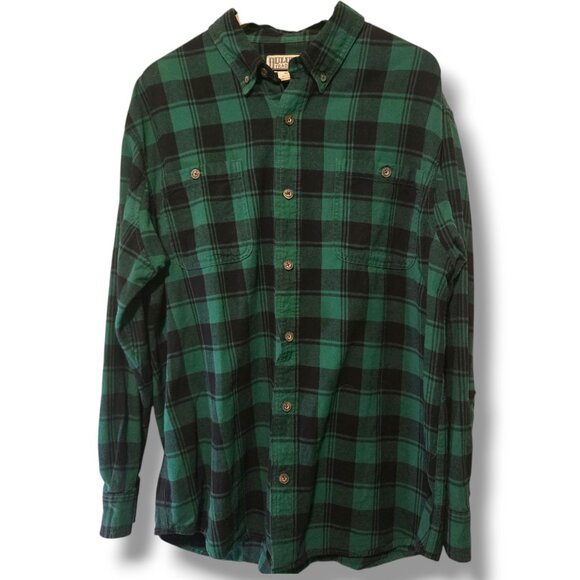Duluth Trading Co flannel shirt mens XL Green plaid button-down long-sleeve - Picture 1 of 7
